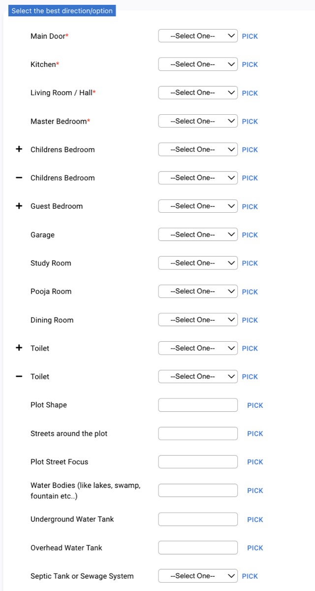 Expanded Vastu Criteria - Multiple Bedrooms, Toilets, and More